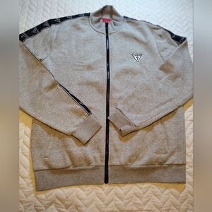 Guess Men's Light Gray Zip-Up Sweater